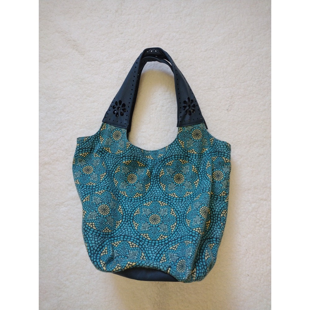 Xhilaration Shoulder Bag Woman's Medium Blue Boho Geometric‎  Faux Leather Strap - Picture 2 of 9